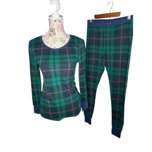 Old Navy Thermal Knit Blackwatch Plaid Set Womens S Classic Pajama Holiday